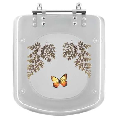 Assento Sanitário Bali Transparente Decorado Borboleta Para Incepa