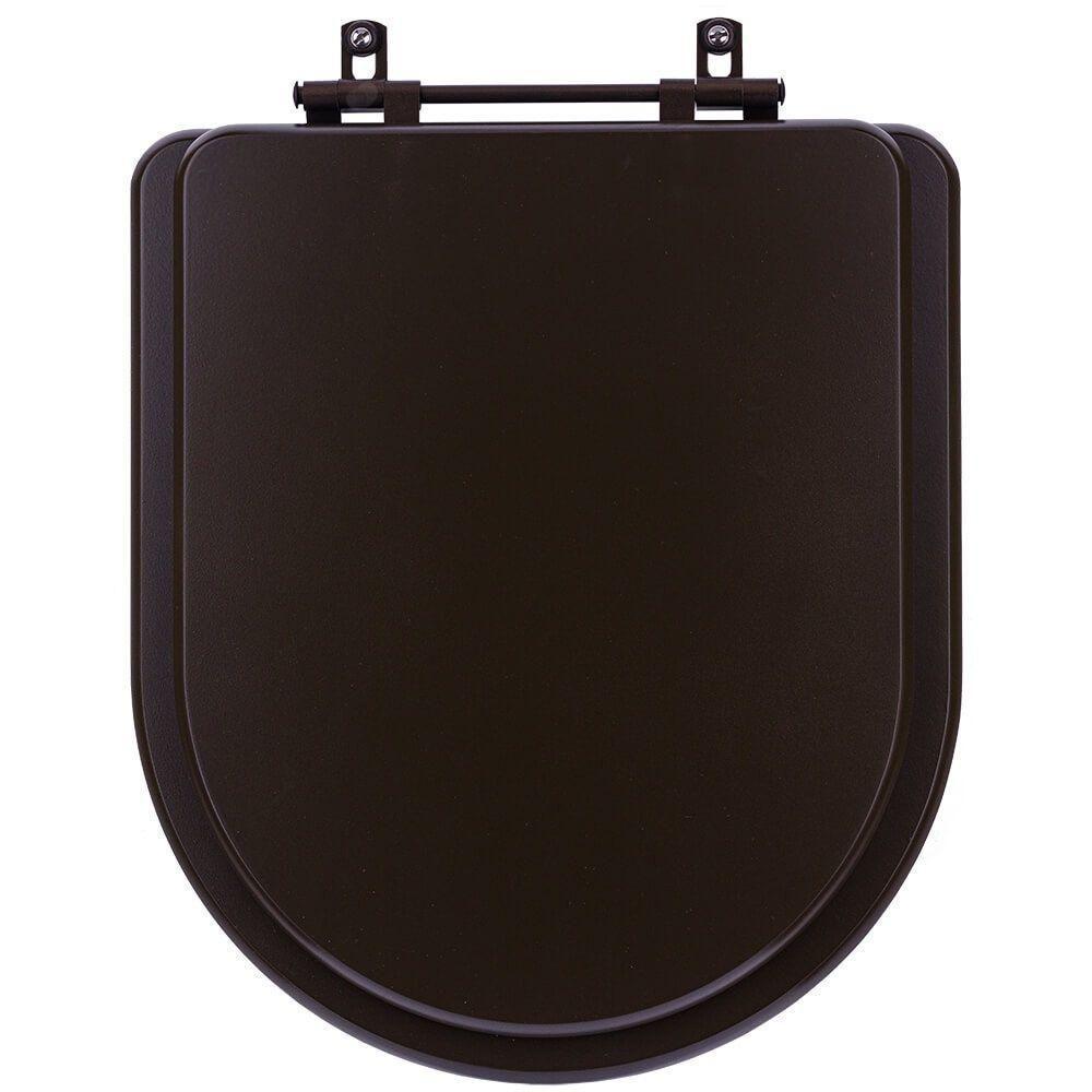 Assento Sanitário Poliester Carrara Marrom Fosco Ferragem Marrom Para Vaso Deca - 1