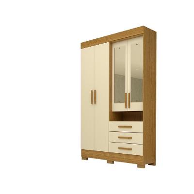 Guarda-roupa Casal Bolívia Com Espelho 4 Portas100% Mdf100% Linhamobília Cinamomo/off White