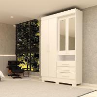 Guarda-roupa Casal Bolívia Com Espelho 4 Portas 100% Mdf Linhamobília Branco - 2