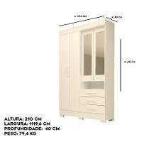 Guarda-roupa Casal Bolívia Com Espelho 4 Portas 100% Mdf Linhamobília Branco - 5