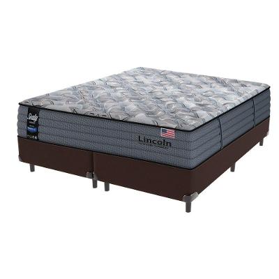 Cama Box Marrom E Colchão Queen Lincoln Molas Ensacadas Sealy