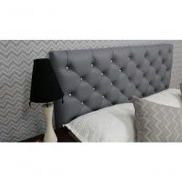 Cabeceira Solteiro 88 - Bello Box - Estilo Capitonê Tecido Sintético Cinza Com Strass - 1