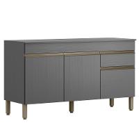Balcao Com Tampo 3 Portas 1 Gaveta 150 Cm Line Ktp Gris - 1