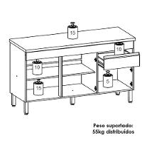 Balcao Com Tampo 3 Portas 1 Gaveta 150 Cm Line Ktp Gris