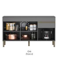 Balcao Com Tampo 3 Portas 1 Gaveta 150 Cm Line Ktp Gris - 5