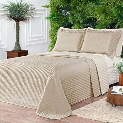 Cobre Leito King Dual Micropercal 200 Fios Dupla Face 3 Peças - Bege