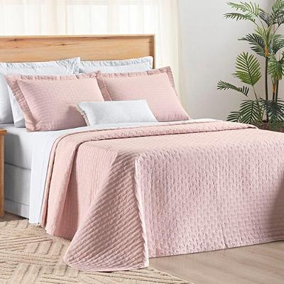 Cobre Leito Queen Verity 200 Fios Bordado 3 Peças - Rosa