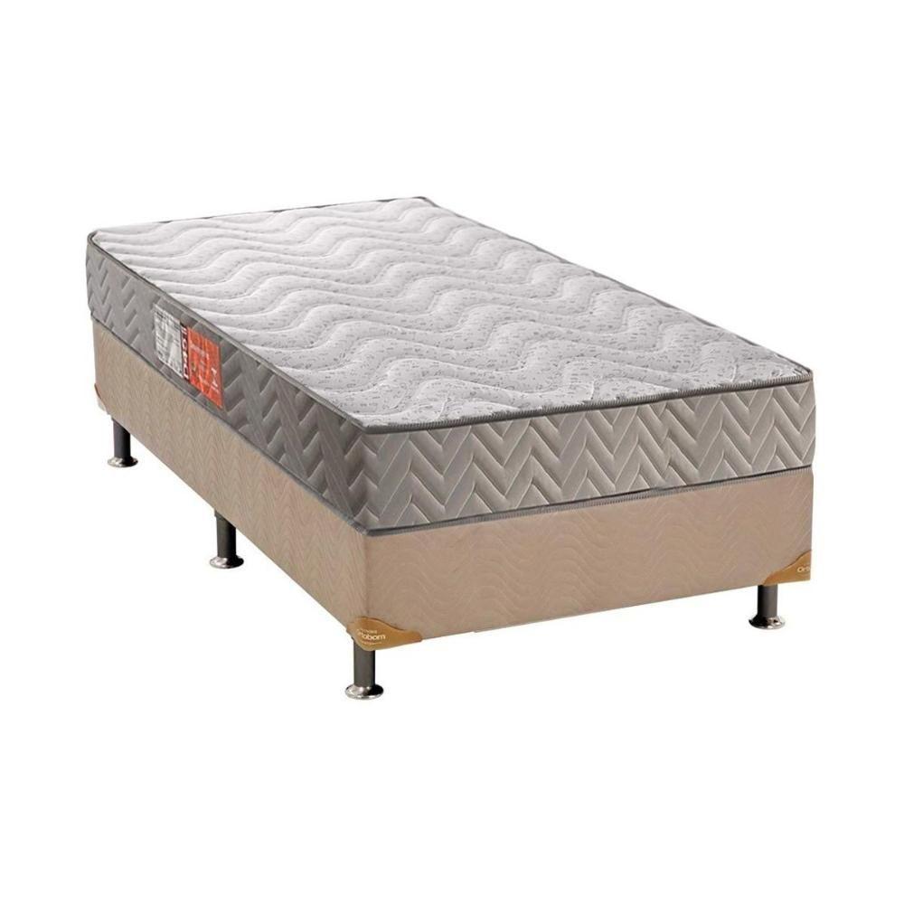 Cama Box Solteiro: Colchão Espuma D45 Paropas Pasquale Clean + Base CRC Suede Clean(88x188) - 1