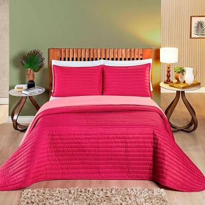 Cobre Leito Queen Colors Dupla Face Micropercal 200 Fios 3 Peças - Pink-rosa