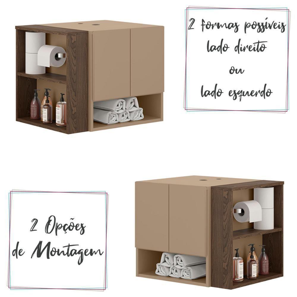 Gabinete Armario Troia Banheiro Com Espelheira E Papeleira Fendi/carvalho - 4