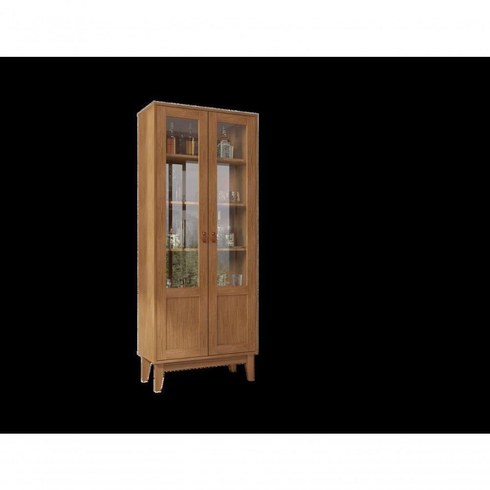 Cristaleira Lyra 2 Portas C- Prateleiras Para Vinhos E Taças Cedro - 2