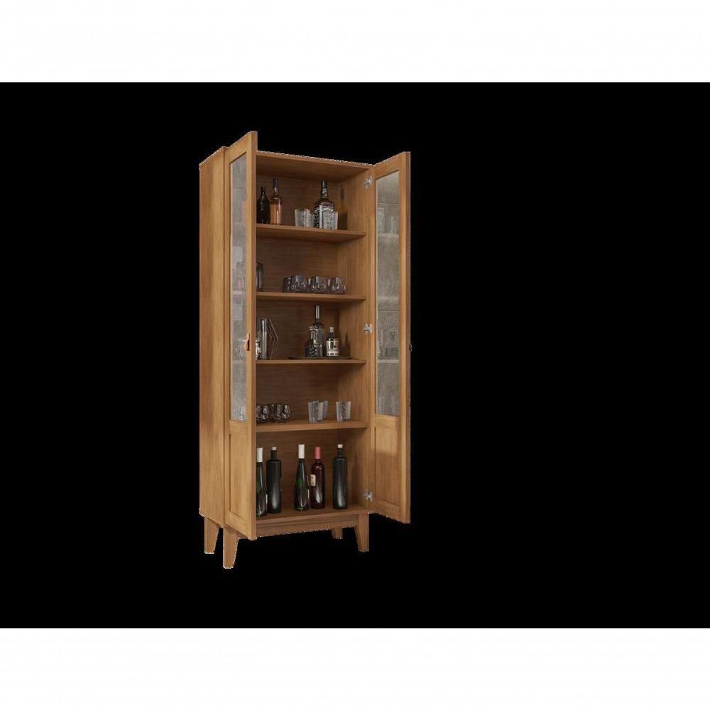 Cristaleira Lyra 2 Portas C- Prateleiras Para Vinhos E Taças Cedro - 5