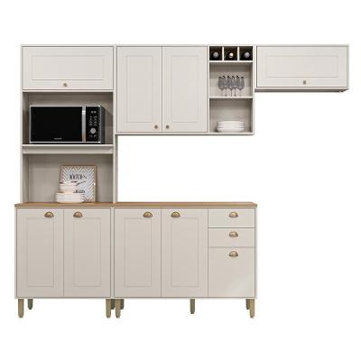 Cozinha Tunísia Completa 263cm Com 9 Portas E 2 Gavetas Off White/canelato