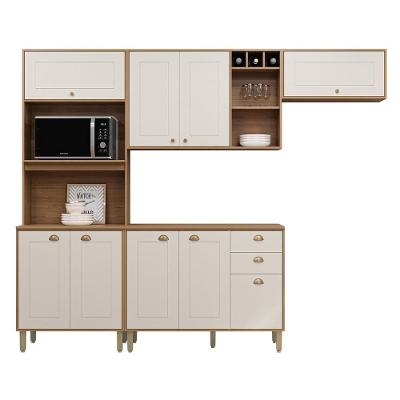 Cozinha Tunísia Completa 263cm Com 9 Portas E 2 Gavetas Canelato/off White