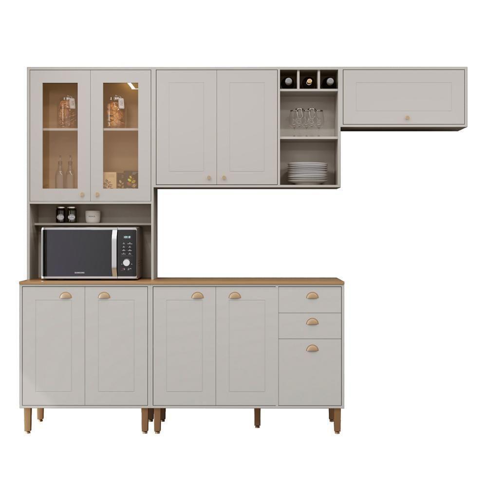 Cozinha Tunísia Completa 263cm Com 10 Portas E 2 Gavetas Off White/canelato - 1