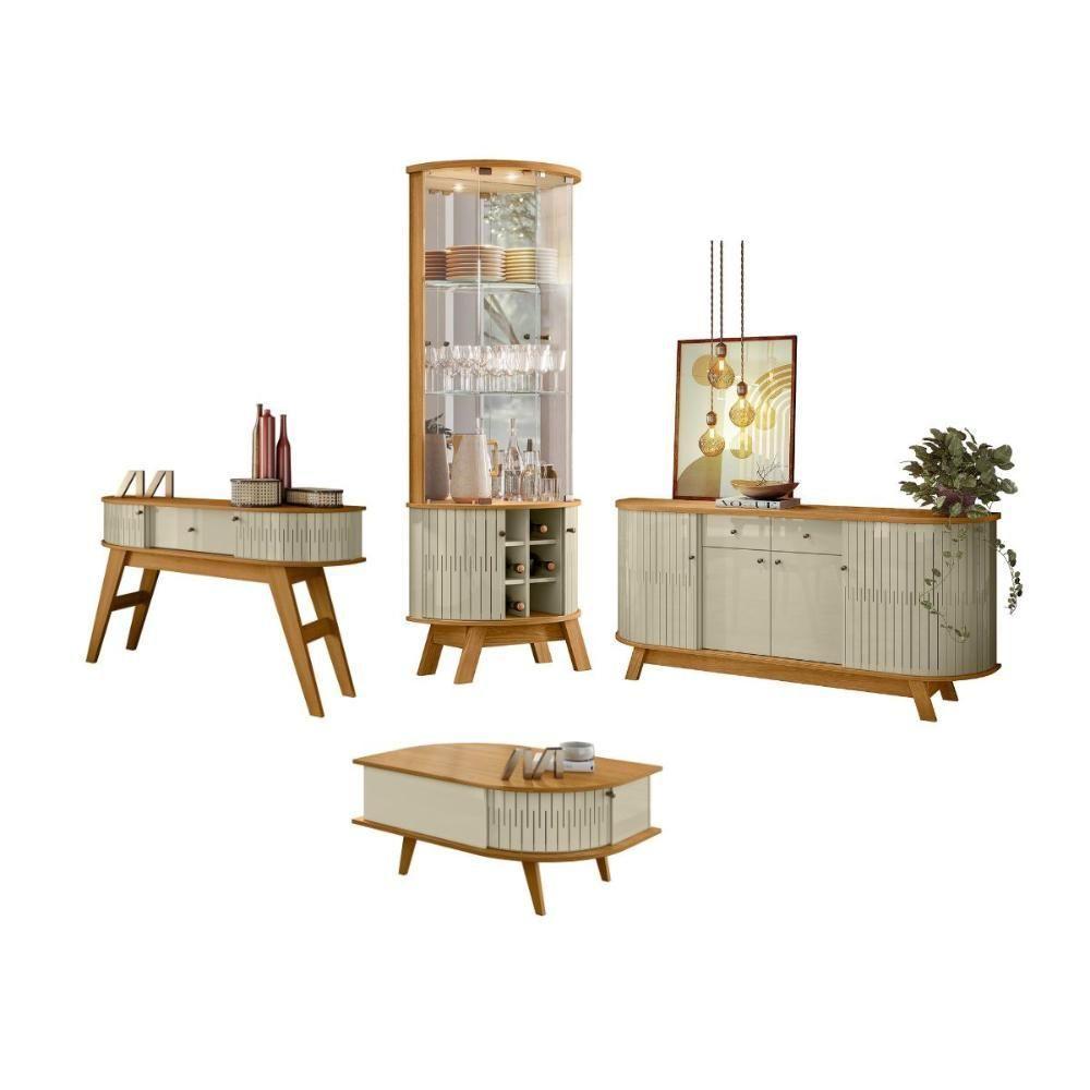 Conjunto Turim C- Buffet Verona C- Cristaleira Nina C- Mesa De Centro Cumaru-opala - 7