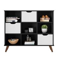 Conjunto Nicho Organizador Zuri 9 Espaços Retrô Preto + Kit 3 Gavetas Brancas - 3