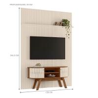 Conjunto New Silverstone Painel Com Prateleira E Rack Naturale-off-white - 3
