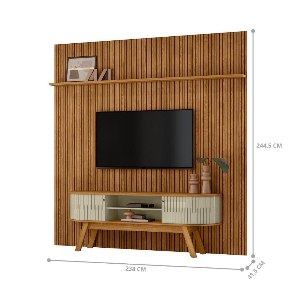 Conjunto New Laguna Painel Com Prateleira Aparador Rack Cumaru-opala - 3