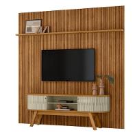 Conjunto New Laguna Painel Com Prateleira Aparador Rack Cumaru-opala - 2