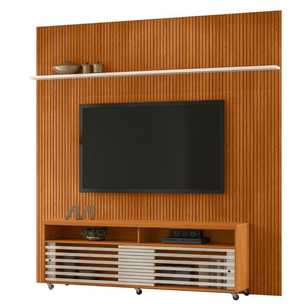 Conjunto Domo New Prestige Painel C- Rack E Rodízios Cinamomo-off-white - 2