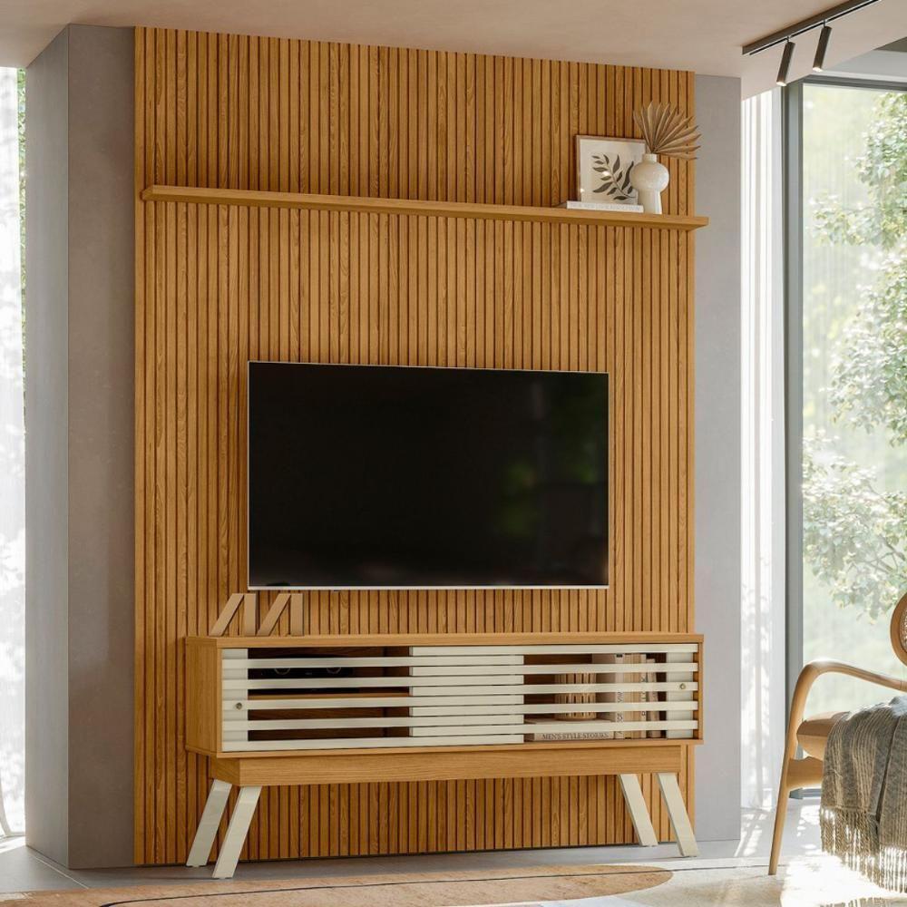 Conjunto Domo New Premium Painel C- Rack E Rodízios Cumaru-opala - 1