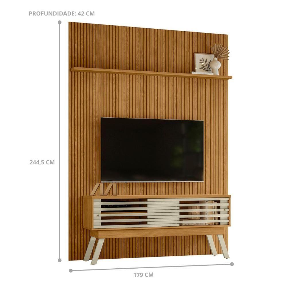 Conjunto Domo New Premium Painel C- Rack E Rodízios Cumaru-opala - 3