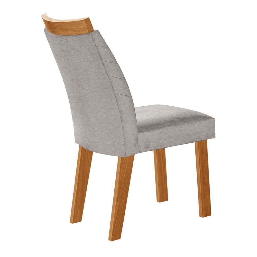 Conjunto De 6 Cadeiras Veneza Com Tecido Linho Encosto Alto Cinza Claro/cinamomo - 2