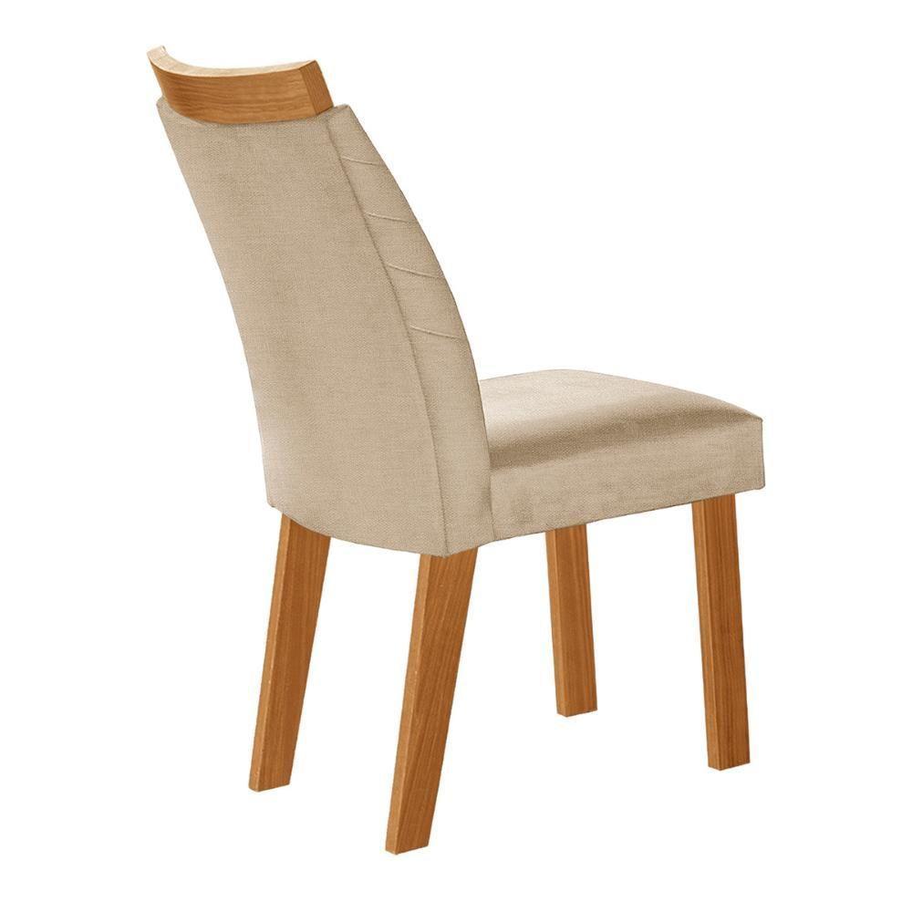 Conjunto De 6 Cadeiras Veneza Com Tecido Linho Encosto Alto Bege Claro/cinamomo - 2