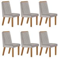 Conjunto De 6 Cadeiras Riviera Com Tecido Linho Cinza Claro/cinamomo - 1
