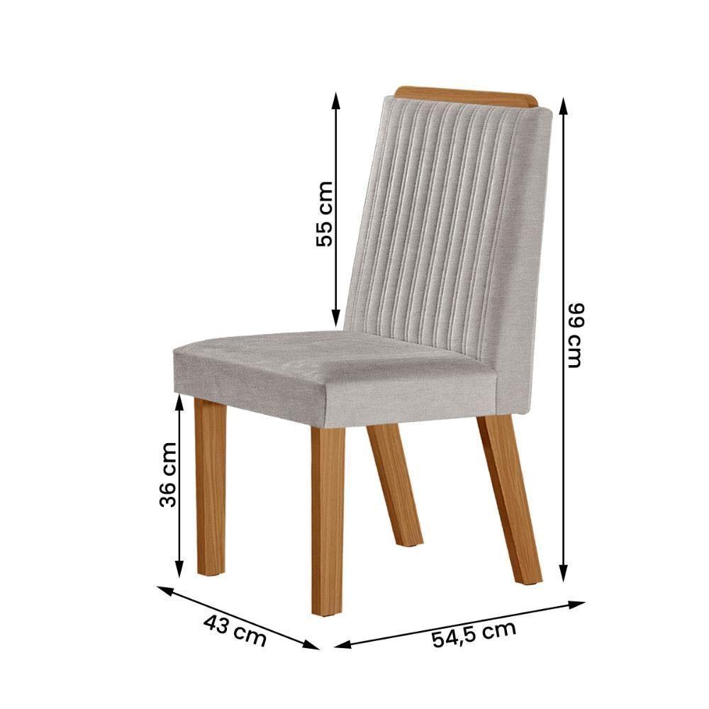Conjunto De 4 Cadeiras Riviera Com Tecido Linho Cinza Claro/cinamomo - 3