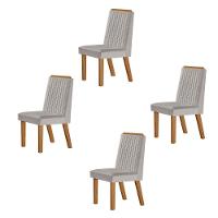 Conjunto De 4 Cadeiras Riviera Com Tecido Linho Cinza Claro/cinamomo - 1