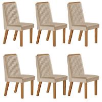 Conjunto De 6 Cadeiras Riviera Com Tecido Linho Bege Claro/cinamomo - 1