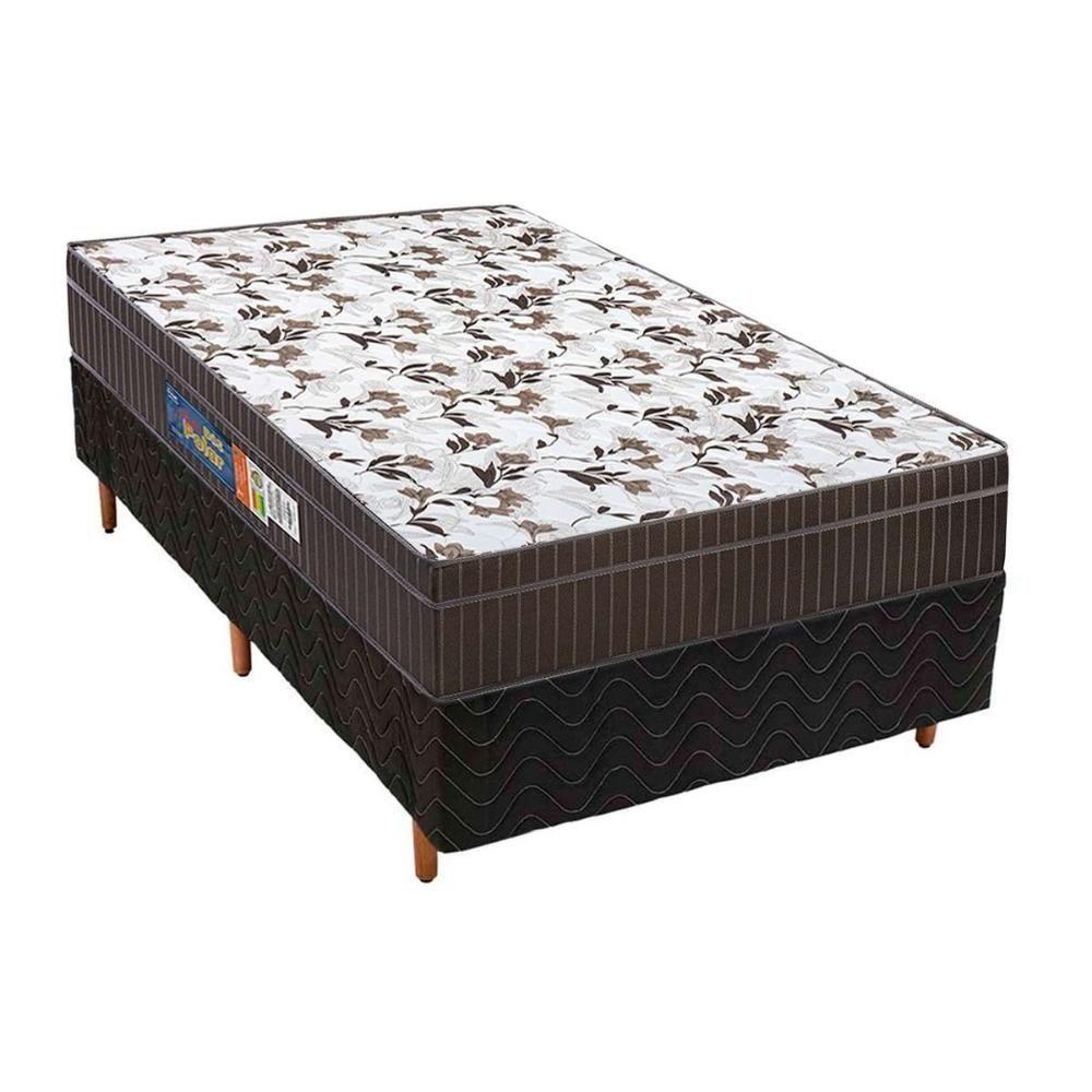 Cama Box Solteiro: Colchão Ortopédico Polar D28/Ep Anatômico Orthoface + Base Rústico Black(88X188) - 1