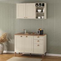 Conjunto Cozinha Tunísia 120cm 5 Portas Com Aéreo E Balcão Off White/canelato - 2