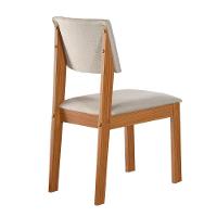 Conjunto De 6 Cadeiras De Jantar Jade Com Tecido Linho Bege Claro/cinamomo - 2