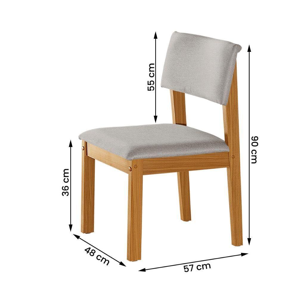 Conjunto De 4 Cadeiras De Jantar Jade Com Tecido Linho Cinza Claro/cinamomo - 3