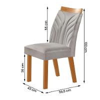 Conjunto De 4 Cadeiras Veneza Com Tecido Linho Encosto Alto Cinza Claro/cinamomo - 3