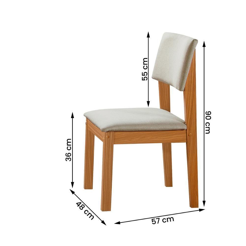 Conjunto De 4 Cadeiras De Jantar Jade Com Tecido Linho Bege Claro/cinamomo - 3