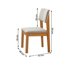 Conjunto De 4 Cadeiras De Jantar Jade Com Tecido Linho Bege Claro/cinamomo - 3