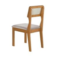 Conjunto De 4 Cadeiras Agata Retrô Com Estofado Em Linho Cinza Claro/cinamomo - 2