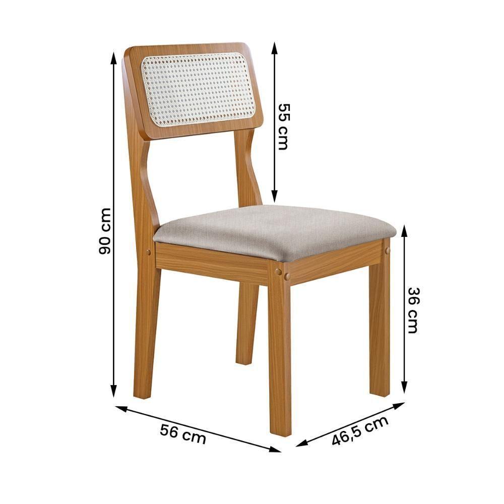 Conjunto De 6 Cadeiras Agata Retrô Com Estofado Em Linho Cinza Claro/cinamomo - 3