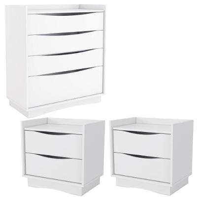 Comoda 4 Gavetas 02 Mesas De Cabeceira 2 Gavetas M26061 Kappesberg Branco