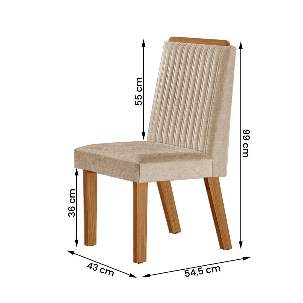 Conjunto De 4 Cadeiras Riviera Com Tecido Linho Bege Claro/cinamomo - 3