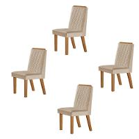 Conjunto De 4 Cadeiras Riviera Com Tecido Linho Bege Claro/cinamomo - 1