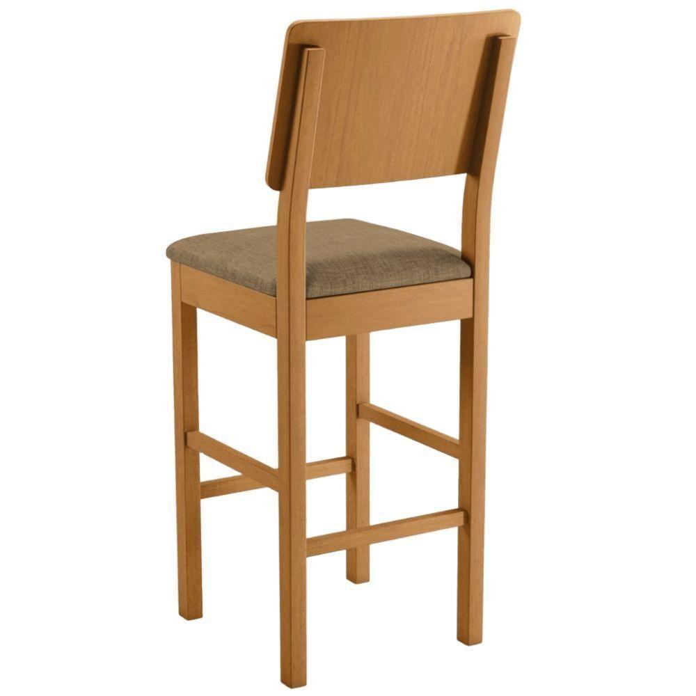 Banqueta Jade 01 Linho Marrom Pés Em Madeira Jcm - 5