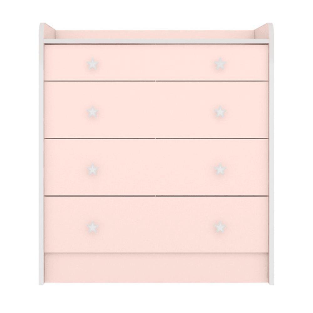Conjunto Aurora Rosa Acetinado: Cômoda Aurora 4 Gavetas + Guarda-roupa Infantil Aurora 2 Portas - 6