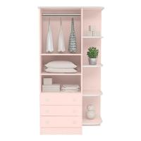 Conjunto Aurora Rosa Acetinado: Cômoda Aurora 4 Gavetas + Guarda-roupa Infantil Aurora 2 Portas - 5