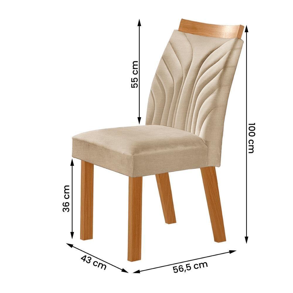 Conjunto De 4 Cadeiras Veneza Com Tecido Linho Encosto Alto Bege Claro/cinamomo - 3